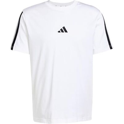 adidas herr Essentials Three Stripes Single Jersey Shirt, White/Black, XS adidas herr Essentials Three Stripes Single Jersey Shirt, White/Black, XS