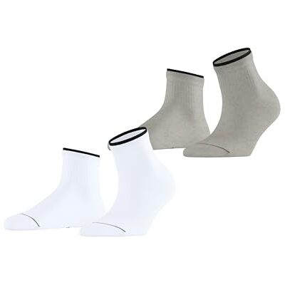 ESPRIT Damsneakerstrumpor dubbel hög manschett 2-pack W Sn bomull kort enfärgad 2 par, flerfärgad vit Storm grå 0010, 35-38 ESPRIT Damsneakerstrumpor dubbel hög manschett 2-pack W Sn bomull kort enfärgad 2 par, flerfärgad vit Storm grå 0010, 35-38