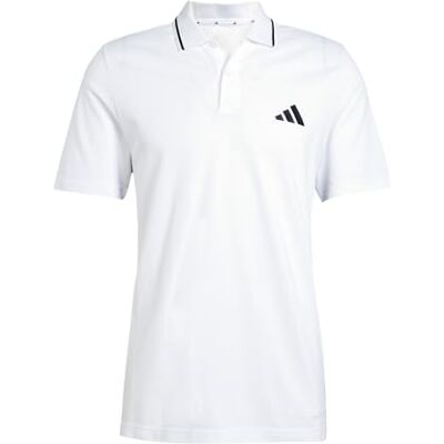 adidas herr Essential Three Stripes Pique Polo Shirt, White/Black, XXL adidas herr Essential Three Stripes Pique Polo Shirt, White/Black, XXL