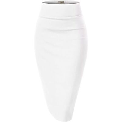 Hybrid & Company Dam Premium Nylon Ponte Stretch Hög Midja Penndräkt Kjol Under knät, 1073t-vit, XL Hybrid & Company Dam Premium Nylon Ponte Stretch Hög Midja Penndräkt Kjol Under knät, 1073t-vit, XL