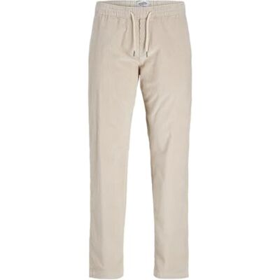 JACK & JONES Joggingbyxor för män, JPSTKANE Corduroy joggers – mellanhög midja – avslappnad passform, Moonbeam, M JACK & JONES Joggingbyxor för män, JPSTKANE Corduroy joggers – mellanhög midja – avslappnad passform, Moonbeam, M