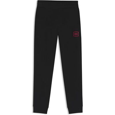 HUGO Herrbyxor CW stretch-bomull träningsoverall byxor med logotyptryck, Svart, XL HUGO Herrbyxor CW stretch-bomull träningsoverall byxor med logotyptryck, Svart, XL
