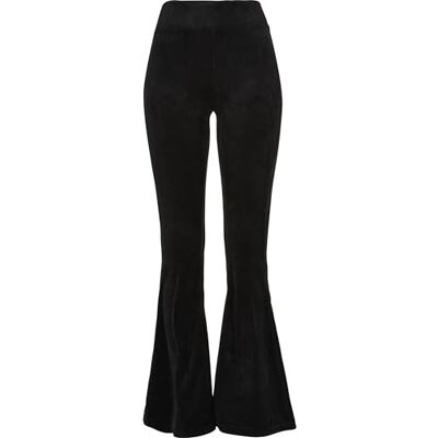Urban Classics Dam dam hög midja ribbad sammet utsvängda leggings yogabyxor svart, S, svart, S Urban Classics Dam dam hög midja ribbad sammet utsvängda leggings yogabyxor svart, S, svart, S