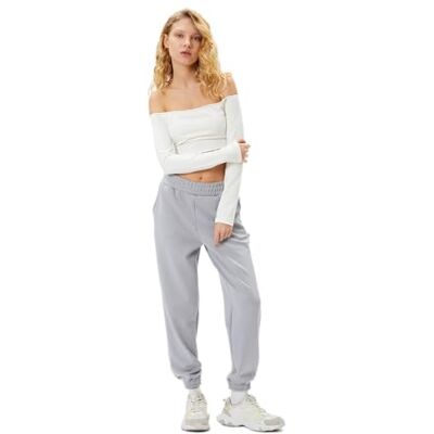 Koton Damjoggingbyxor, hög midja, fickor, modaltyg, sweatpants, Grå (033), S Koton Damjoggingbyxor, hög midja, fickor, modaltyg, sweatpants, Grå (033), S