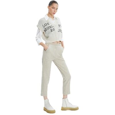 Koton Dam crop ben byxor elastisk midja fickor, Mink melange (987), M Koton Dam crop ben byxor elastisk midja fickor, Mink melange (987), M