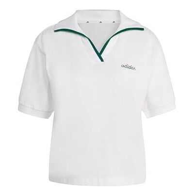 adidas Kobiety Seasonal Essentials Colorpop Polo with Embroidered Graphic, white/collegiate green, XXS adidas Kobiety Seasonal Essentials Colorpop Polo with Embroidered Graphic, white/collegiate green, XXS