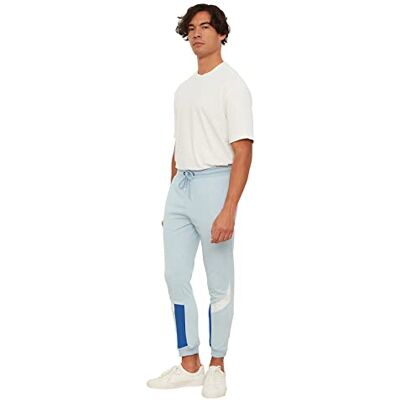 Trendyol Herr blå herr normal passform Tire Tice Paneled Tracksuit Sweatpants, S Trendyol Herr blå herr normal passform Tire Tice Paneled Tracksuit Sweatpants, S