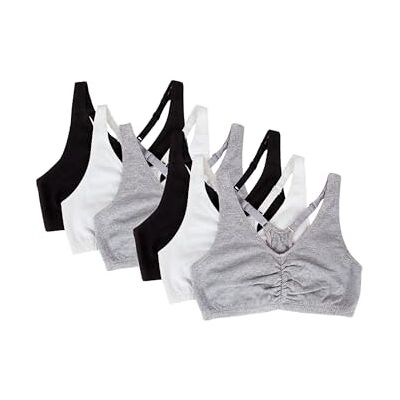 Fruit of the Loom dam Shirred Front Sports BH justerbar tröja front racerback Bra, 6-pack (6-pack), Heather grå/vit/svart, 34 Fruit of the Loom dam Shirred Front Sports BH justerbar tröja front racerback Bra, 6-pack (6-pack), Heather grå/vit/svart, 34