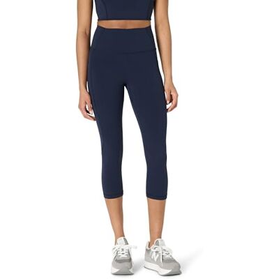 Amazon Essentials Active FormFlex Buttery mjuk hög midja 48 cm innersöm capri yoga träning leggings med fickor, Marinblått Xsp, S Amazon Essentials Active FormFlex Buttery mjuk hög midja 48 cm innersöm capri yoga träning leggings med fickor, Marinblått Xsp, S