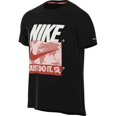 NIKE Rise 365 Run Energy Dri-Fit kortärmad löpartopp (män), svart/pikéröd, HJ4158-010, S NIKE Rise 365 Run Energy Dri-Fit kortärmad löpartopp (män), svart/pikéröd, HJ4158-010, S