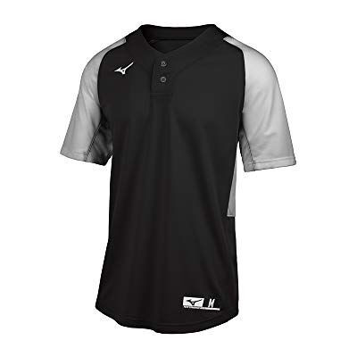 Mizuno Aerolite 2-knappars basebolltröja för män, Svart-grå, L Mizuno Aerolite 2-knappars basebolltröja för män, Svart-grå, L