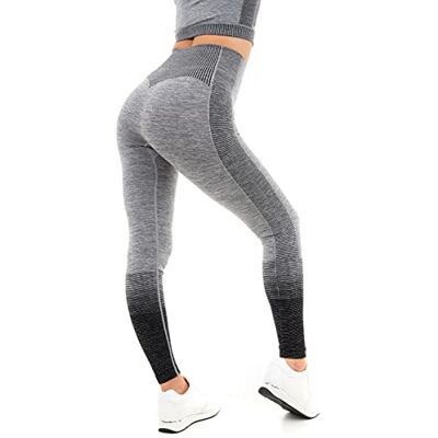 M17 Damleggings mjuk beröring stark absorption gradient rand sömlös sport yoga gym fitness löpning byxor, Grå Marl Svart, M M17 Damleggings mjuk beröring stark absorption gradient rand sömlös sport yoga gym fitness löpning byxor, Grå Marl Svart, M