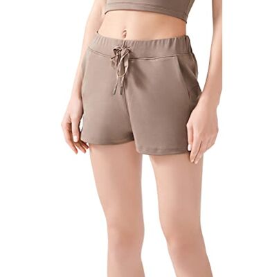 LOS OJOS Sportbyxor dam korta – träningsshorts för kvinnor – shorts med fickor för yoga, vandring, löpträning och avslappnad klädsel, kaki, XL LOS OJOS Sportbyxor dam korta – träningsshorts för kvinnor – shorts med fickor för yoga, vandring, löpträning och avslappnad klädsel, kaki, XL