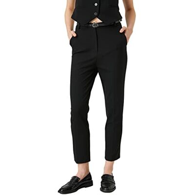 Koton dam Belted basic cigarett byxor casual, Svart (999), 46 SE Koton dam Belted basic cigarett byxor casual, Svart (999), 46 SE