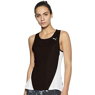 PUMA Damen Tank Top Cross the Line Singlet W, Black- White, L, 515103 PUMA Damen Tank Top Cross the Line Singlet W, Black- White, L, 515103