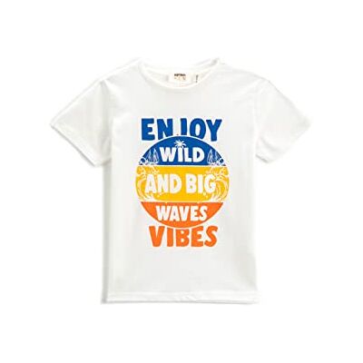 Koton Boys's kortärmad crew neck tryckt T-shirt, Off White (001), 4-5 Jahre Koton Boys's kortärmad crew neck tryckt T-shirt, Off White (001), 4-5 Jahre
