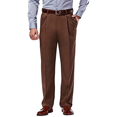 Haggar Herr Mynx Gabardine veckad framsida klänning byxa med dold expanderbar midja, Ek, 40W x 29L Haggar Herr Mynx Gabardine veckad framsida klänning byxa med dold expanderbar midja, Ek, 40W x 29L