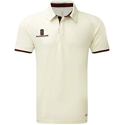 Surridge Sports Herr Ergo kortärmad crickettröja, rödbrun, medium Surridge Sports Herr Ergo kortärmad crickettröja, rödbrun, medium