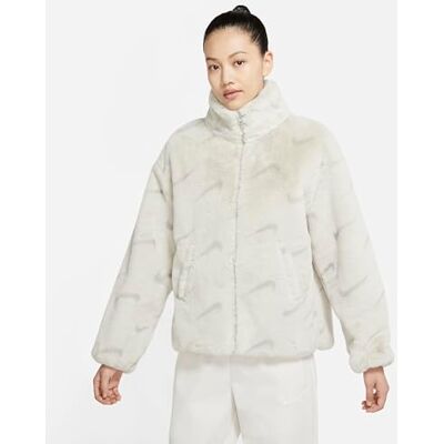 NIKE Dam fuskpäls Aop Swoosh jacka, Light Bone/Light Iro, XL NIKE Dam fuskpäls Aop Swoosh jacka, Light Bone/Light Iro, XL
