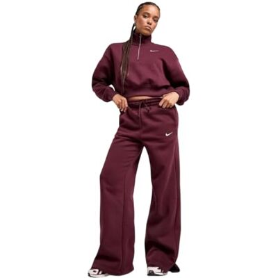 NIKE W NSW Phnx FLC Hr Pant Wide 2 träningsbyxor, vinröd kross-/segel, XXL NIKE W NSW Phnx FLC Hr Pant Wide 2 träningsbyxor, vinröd kross-/segel, XXL