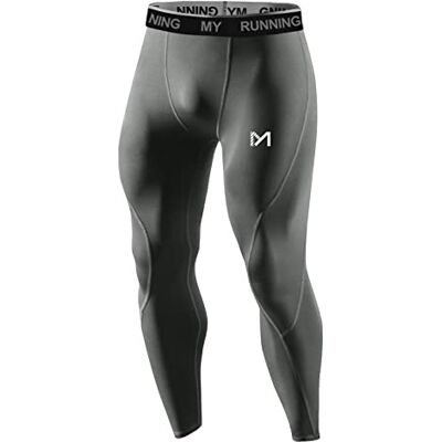 MEETYOO Herr leggings, sport kompression tights snabbtorkande baslager botten träningsbyxor för löpning cykling träning gym, Grått-1, L MEETYOO Herr leggings, sport kompression tights snabbtorkande baslager botten träningsbyxor för löpning cykling träning gym, Grått-1, L