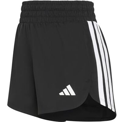 adidas dam Pacer Workout Woven High Rise Shorts, black/white, S 5 inch adidas dam Pacer Workout Woven High Rise Shorts, black/white, S 5 inch