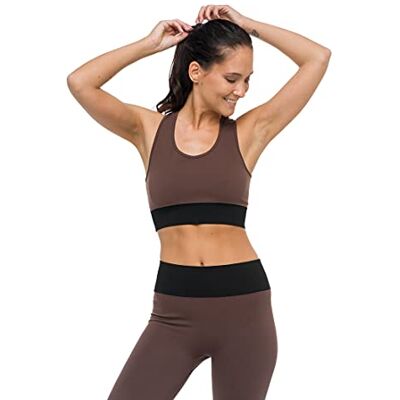 Heart And Soul Dam Sportivo Donna-crop topp tvåfärgad Kaia sport-BH, Chestnut svart/svart, en storlek Heart And Soul Dam Sportivo Donna-crop topp tvåfärgad Kaia sport-BH, Chestnut svart/svart, en storlek