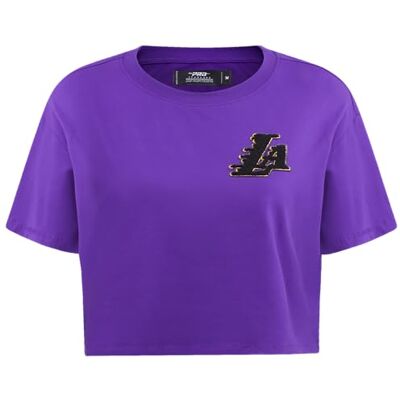 Pro Standard NBA Classic dam-t-shirt, chenille-bomull, kortärmad, boxy-t-shirt, violett, XL Pro Standard NBA Classic dam-t-shirt, chenille-bomull, kortärmad, boxy-t-shirt, violett, XL