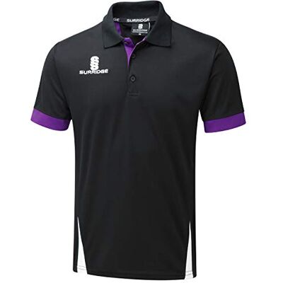 Surridge Sports Surridge sport unisex barnblad polo tröja Black/Purple/White S Surridge Sports Surridge sport unisex barnblad polo tröja Black/Purple/White S