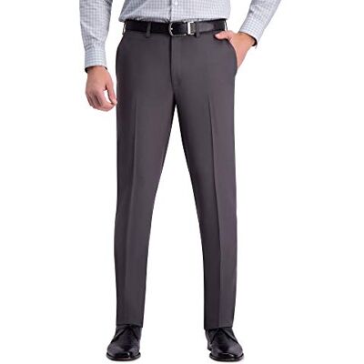 Haggar Herr Premium Comfort Dress Pant Slim Fit Flat Front Byxa, Mörkgrått, 38W x 32L Haggar Herr Premium Comfort Dress Pant Slim Fit Flat Front Byxa, Mörkgrått, 38W x 32L