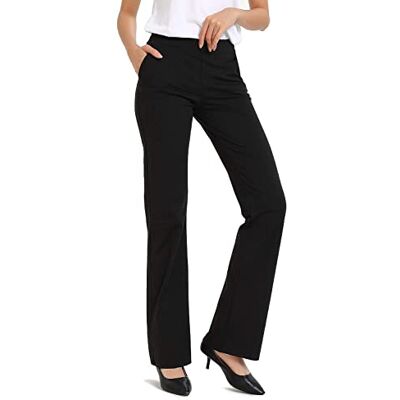 Safort bootcut yogabyxor för kvinnor, 71 cm/76 cm/81 cm/86 cm innersöm vanliga/höga utsvängda byxor för arbete, 4 fickor, XL Safort bootcut yogabyxor för kvinnor, 71 cm/76 cm/81 cm/86 cm innersöm vanliga/höga utsvängda byxor för arbete, 4 fickor, XL