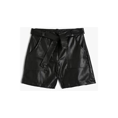 Koton Girls's Faux läderbälte detaljshorts, Svart (999), 11-12 år Koton Girls's Faux läderbälte detaljshorts, Svart (999), 11-12 år