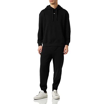 HUGO Herr tracksuit DapoDayote träningsoverall av bomullsterry med kontrasterande varumärke, Black1, XS HUGO Herr tracksuit DapoDayote träningsoverall av bomullsterry med kontrasterande varumärke, Black1, XS