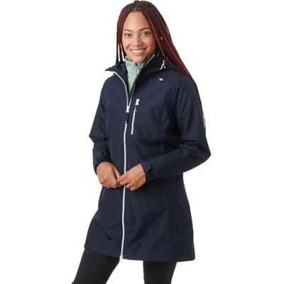 Helly Hansen Belfast för kvinnor, lätt, vattentät, vindtät, andningsbar regnjacka, jacka med huva, 597, marinblå, XXL Helly Hansen Belfast för kvinnor, lätt, vattentät, vindtät, andningsbar regnjacka, jacka med huva, 597, marinblå, XXL