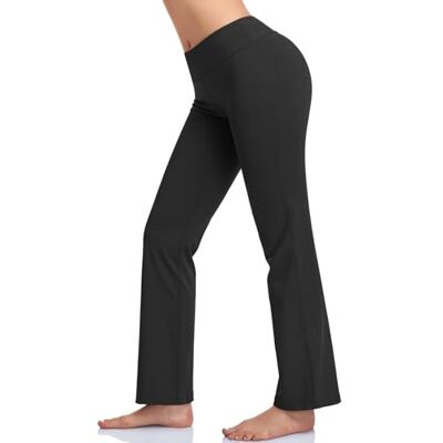 HISKYWIN Yogabyxor i 4-vägsstretch med magkontroll och innerficka, träningsbyxor, löparbyxor, långa bootcut-byxor med utsvängda ben, Svart, XXL HISKYWIN Yogabyxor i 4-vägsstretch med magkontroll och innerficka, träningsbyxor, löparbyxor, långa bootcut-byxor med utsvängda ben, Svart, XXL