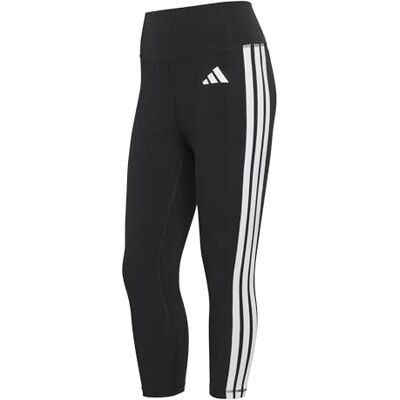 adidas dam Optime Essentials Workout 3-Stripes 3/4 Leggings Tights, black/white, S adidas dam Optime Essentials Workout 3-Stripes 3/4 Leggings Tights, black/white, S