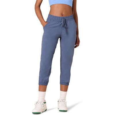 Amazon Essentials dam prestanda stretch vävd crop joggingbyxor, blå nattskugga, liten Amazon Essentials dam prestanda stretch vävd crop joggingbyxor, blå nattskugga, liten