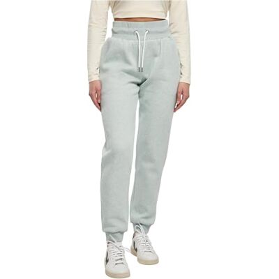Urban Classics Dam dam hög midja färg melange sweatpants, salvia melange, XS Urban Classics Dam dam hög midja färg melange sweatpants, salvia melange, XS