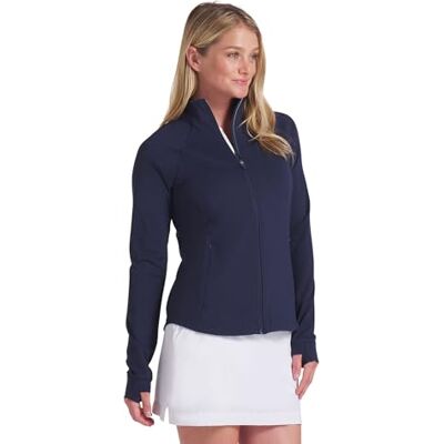 PUMA golf kvinnors Cloudspun Tech Fz Power Jacket, Djup marinblå, S PUMA golf kvinnors Cloudspun Tech Fz Power Jacket, Djup marinblå, S