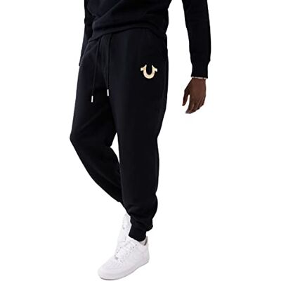 True Religion herr hästsko joggare metalliska träningsbyxor, svart, M True Religion herr hästsko joggare metalliska träningsbyxor, svart, M