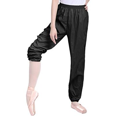 Daydance Tonårsflickor kvinnor balett ripstop byxor lätt intensitet nylon svettbyxor för dans, Svart, S Daydance Tonårsflickor kvinnor balett ripstop byxor lätt intensitet nylon svettbyxor för dans, Svart, S