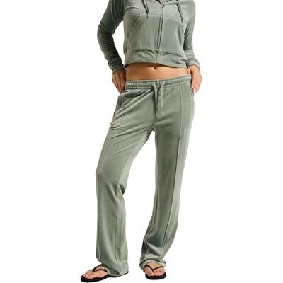 Juicy Couture Dam Tina Track Pants sammetslena sweatpants träningsbyxor med dragsko joggingbyxor för sport fritid fitness på olika sätt. Färgglada lediga byxor, Chinois grön, S Juicy Couture Dam Tina Track Pants sammetslena sweatpants träningsbyxor med dragsko joggingbyxor för sport fritid fitness på olika sätt. Färgglada lediga byxor, Chinois grön, S