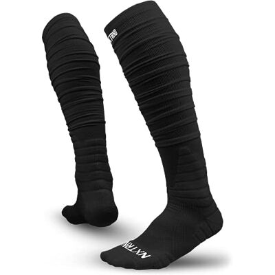 NXT NXTRND Nxtrnd XTD Scrunch fotbollsstrumpor, extra långa vadderade sportstrumpor för män och pojkar, Svart, Medium NXT NXTRND Nxtrnd XTD Scrunch fotbollsstrumpor, extra långa vadderade sportstrumpor för män och pojkar, Svart, Medium