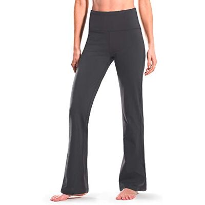 Safort 71 cm 30 tum 32 tum 34 tum innersöm normal hög bootcut yogabyxor utsvängda ben klänning byxor med fickor för vardaglig, Stil3-grå, XL Safort 71 cm 30 tum 32 tum 34 tum innersöm normal hög bootcut yogabyxor utsvängda ben klänning byxor med fickor för vardaglig, Stil3-grå, XL