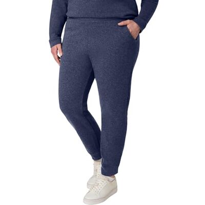Hanes EcoSmart Joggingbyxor för kvinnor, medeltjock bomullsblandning, fleece-sweatpants, träningsbyxor, Marinblå, melerad, L Hanes EcoSmart Joggingbyxor för kvinnor, medeltjock bomullsblandning, fleece-sweatpants, träningsbyxor, Marinblå, melerad, L