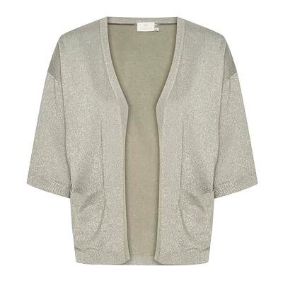 KAFFE Kvinnors kofta öppen framsida halv ärm casual passform lätta stickade fickor, Vetiver, XL KAFFE Kvinnors kofta öppen framsida halv ärm casual passform lätta stickade fickor, Vetiver, XL