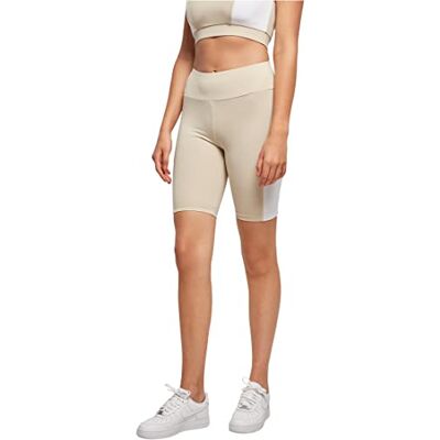 Urban Classics Damer damer färg block cykel yoga shorts, softseagrass/vit, L Urban Classics Damer damer färg block cykel yoga shorts, softseagrass/vit, L