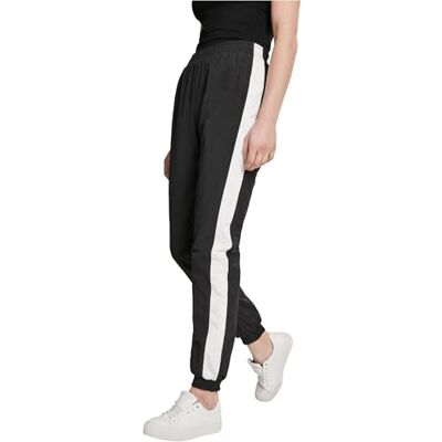 Urban Classics Träningsbyxor sportbyxor dam randiga crinkle track pants, Blk/vit, XS Urban Classics Träningsbyxor sportbyxor dam randiga crinkle track pants, Blk/vit, XS