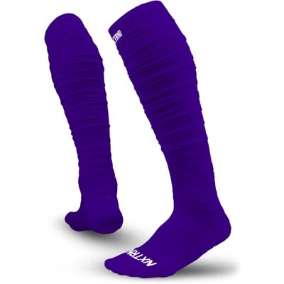 NXT NXTRND Nxtrnd XTD Scrunch fotbollsstrumpor, extra långa vadderade sportstrumpor för män och pojkar, Lila, Large NXT NXTRND Nxtrnd XTD Scrunch fotbollsstrumpor, extra långa vadderade sportstrumpor för män och pojkar, Lila, Large