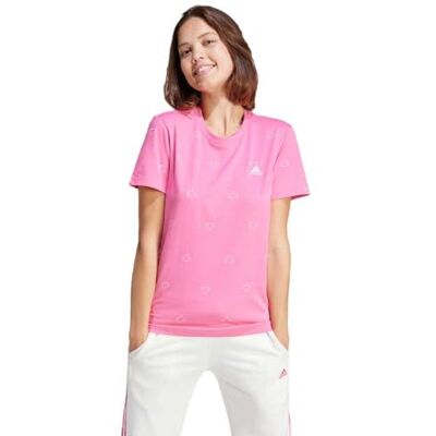 adidas Kvinnor Essentials Monogram Slim Graphic Tee, pulse magenta, M adidas Kvinnor Essentials Monogram Slim Graphic Tee, pulse magenta, M